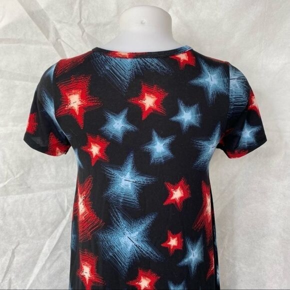 LulaRoe Star Dress Black Blue Red High Low T-shirt Dress - Picture 7 of 10